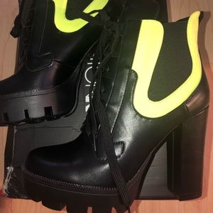 Black and lime booties
